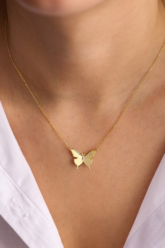 Butterfly initial necklace