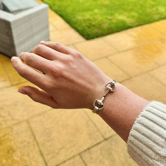 Sterling silver horsebit clasp bangle