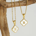 Load image into Gallery viewer, Pearl clover initial necklace
