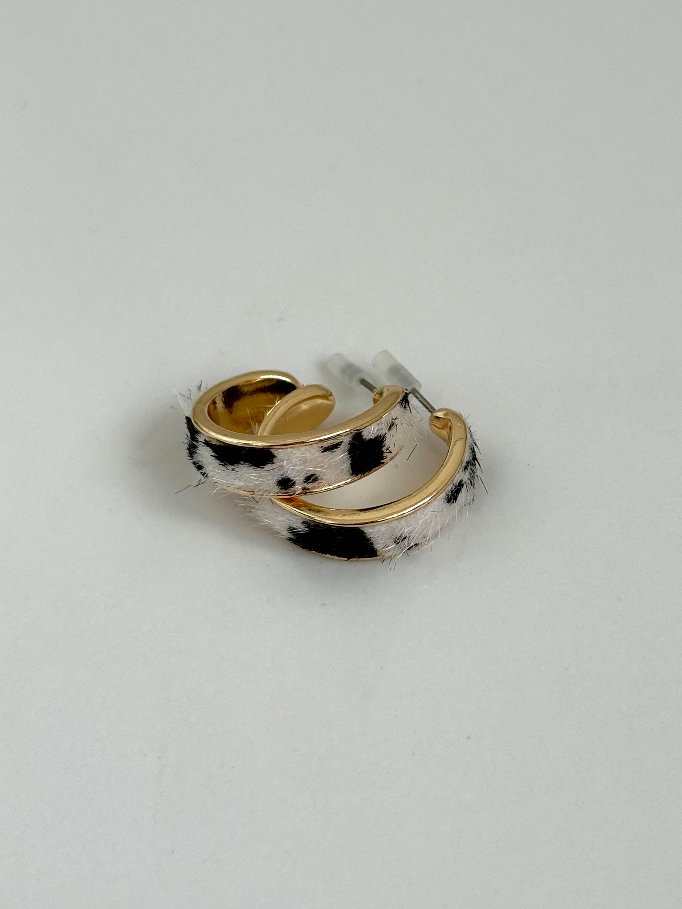 Cow print hoop earrings
