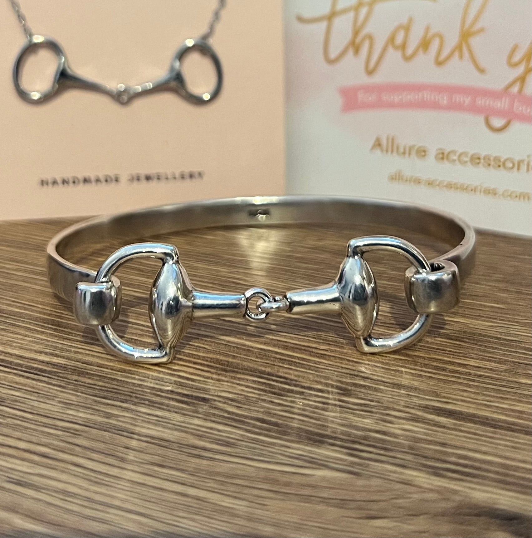 Sterling silver horsebit clasp bangle