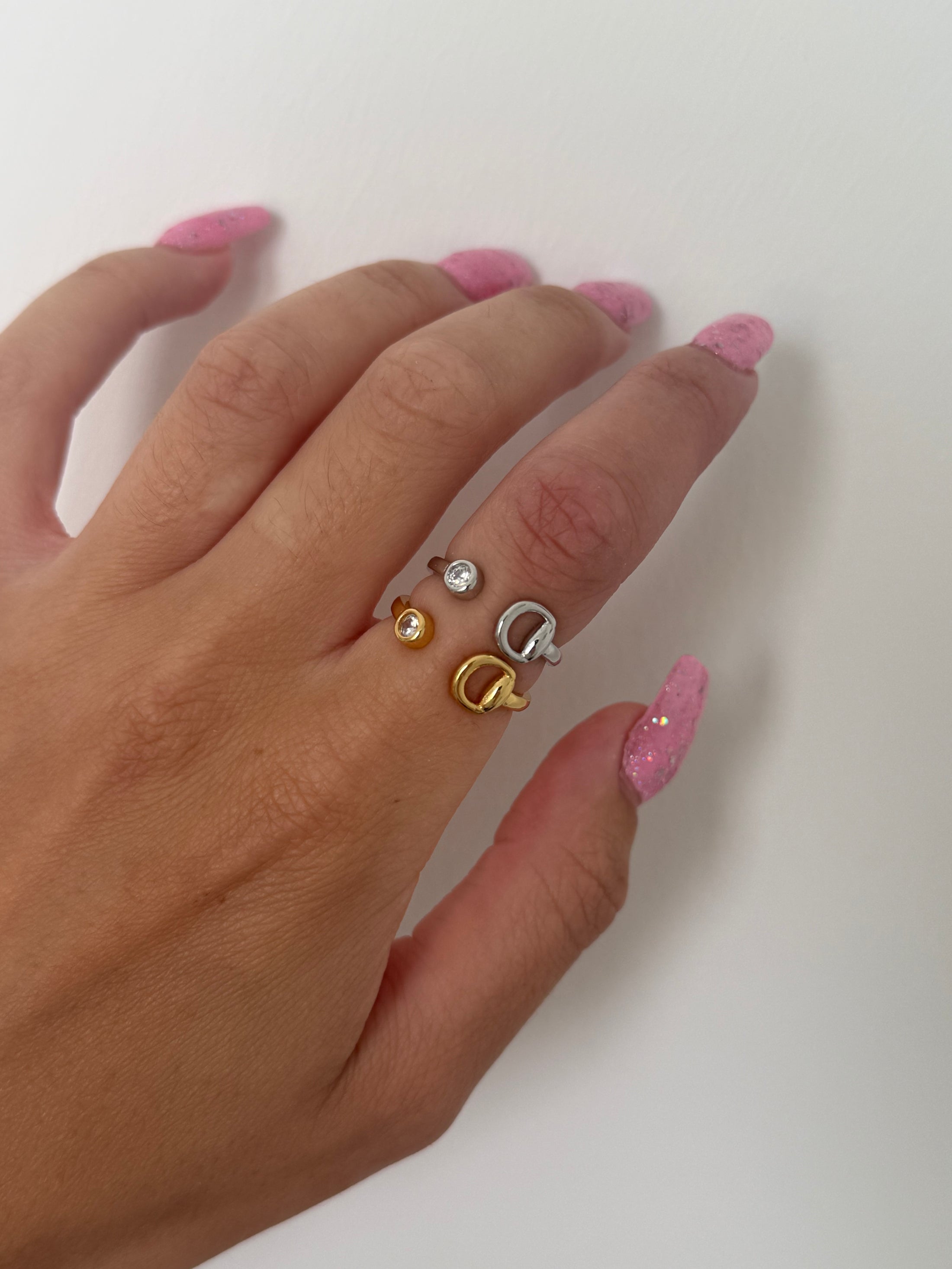 Stirrup diamanté cuff ring