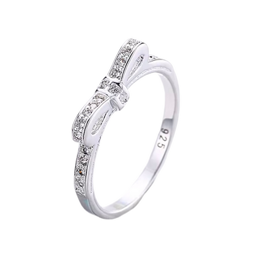 Diamanté bow ribbon ring