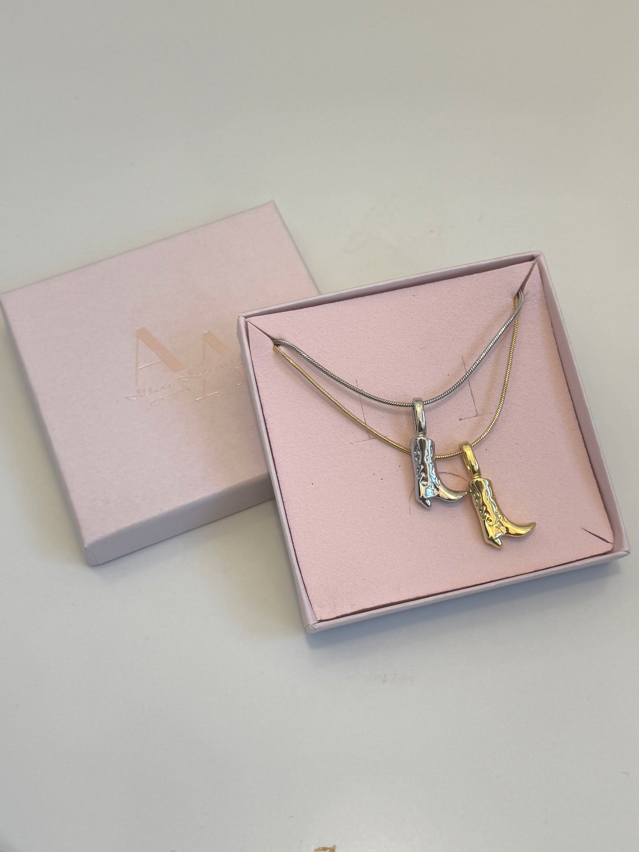 Cowboy boot pendant necklace