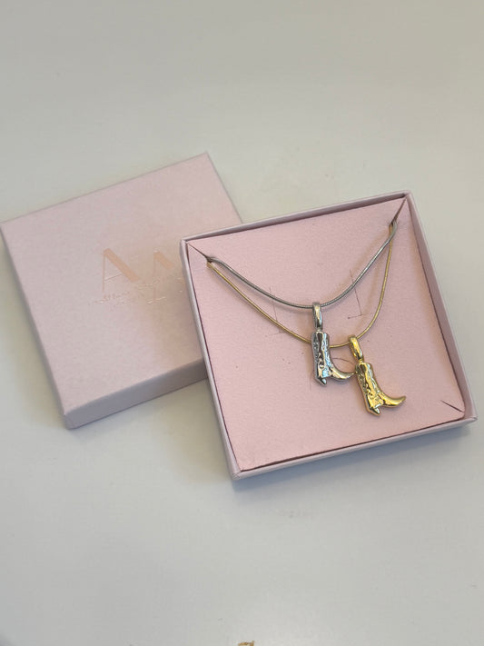 Cowboy boot pendant necklace