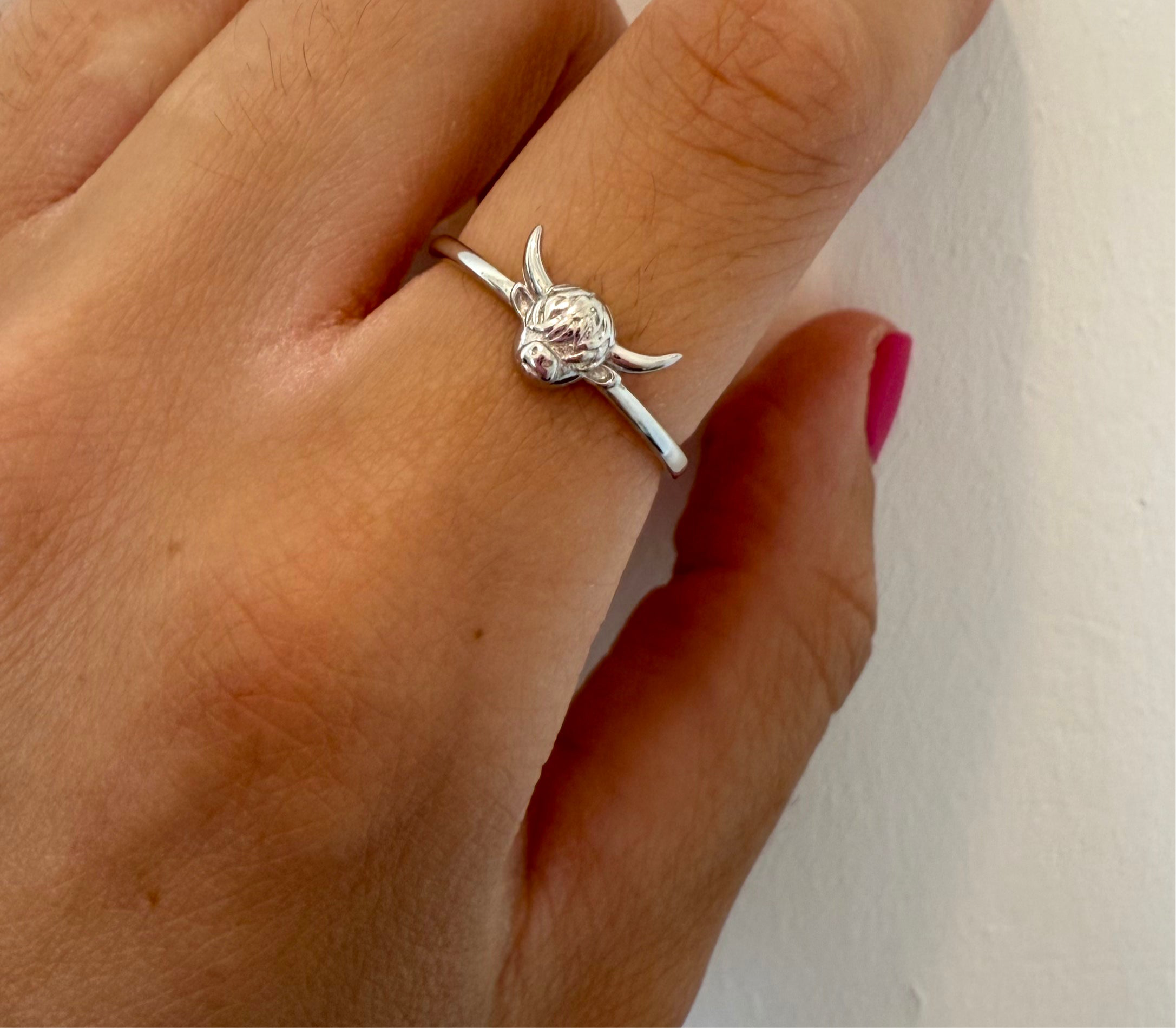 Sterling silver highland cow ring