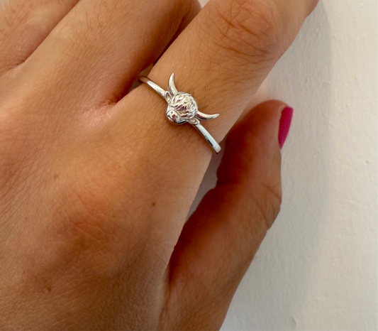 Sterling silver highland cow ring
