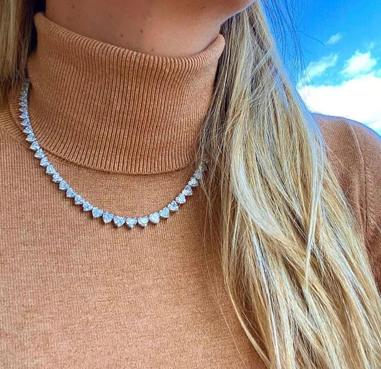 Platinum heart diamond necklace