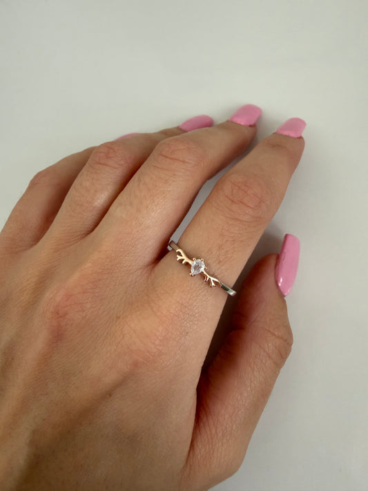 Stag adjustable diamanté ring
