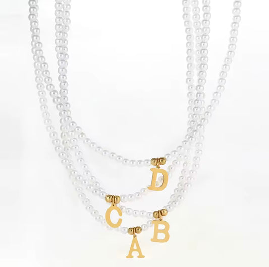Mother Of Pearl Initial Necklace