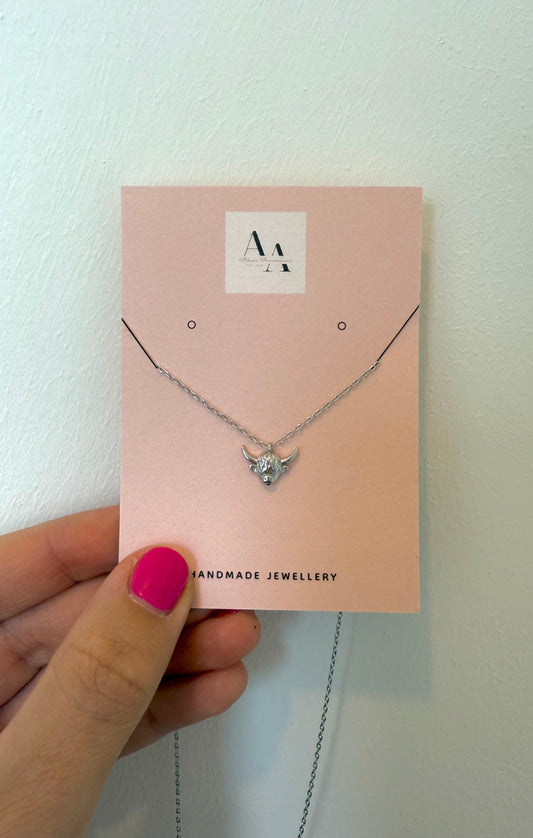 Sterling silver highland cow necklace