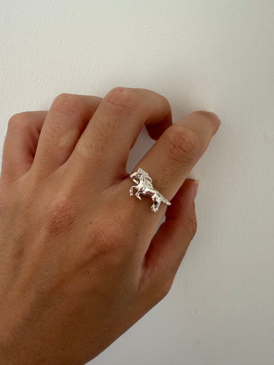 Sterling silver horse ring