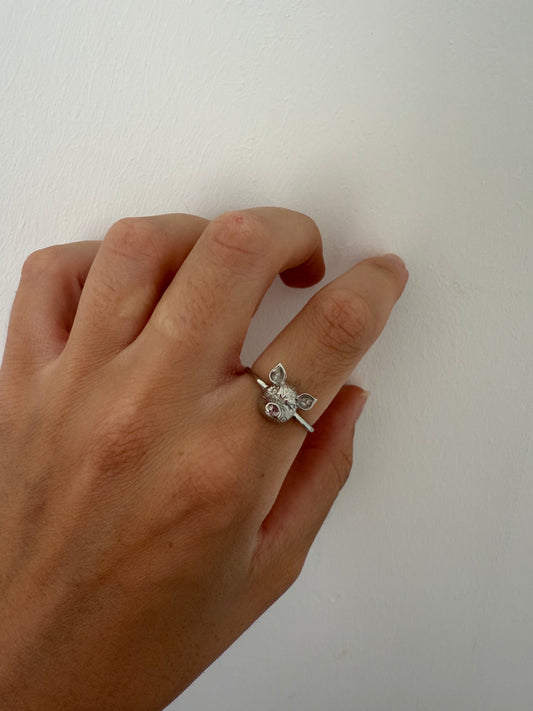 Sterling silver pig ring