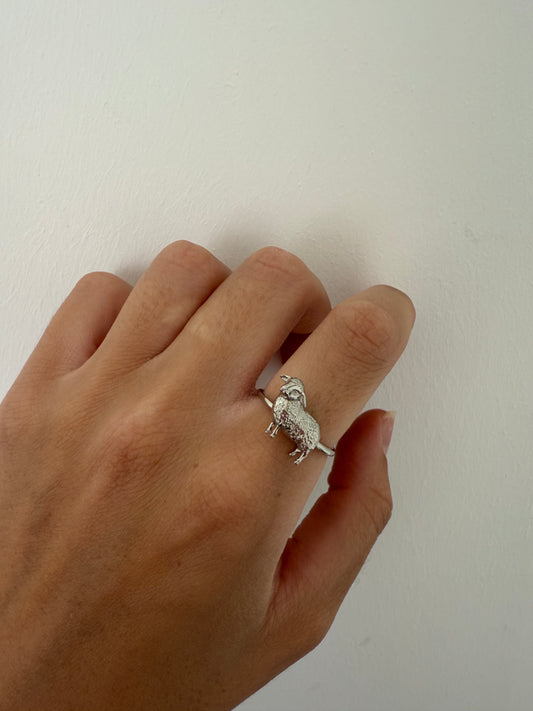 Sterling silver sheep ring