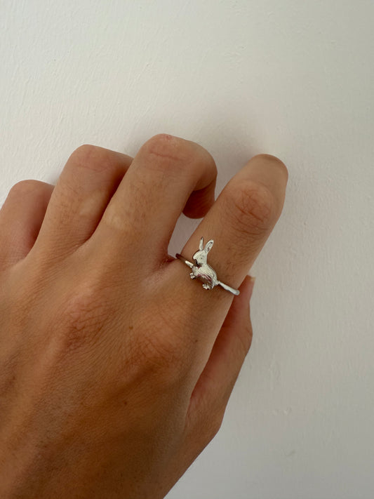 Sterling silver hare ring