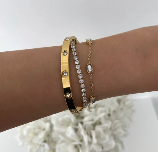 Love bangle and tennis bracelet collective set